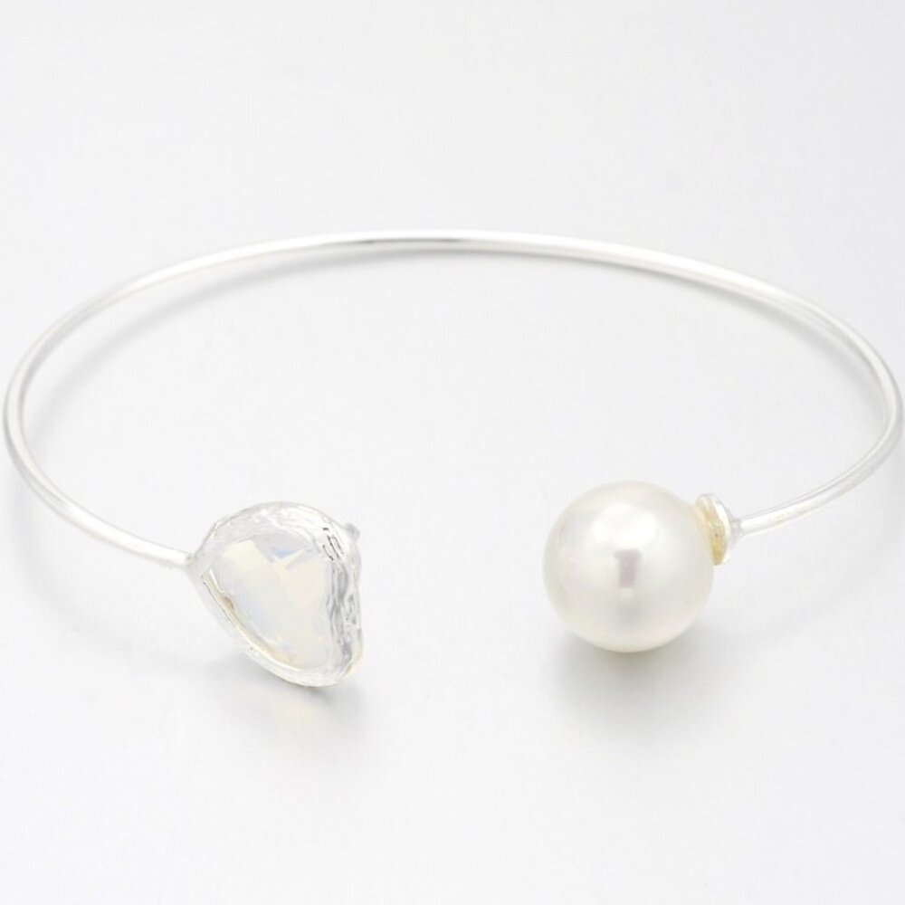💝5/$25💖 Silver Plated Brass Glass Cuff Bangles, Torque Bangle, NWOT